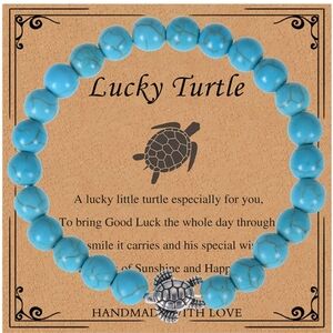 Turtle Turquoise Beaded Stretchy Bracelet